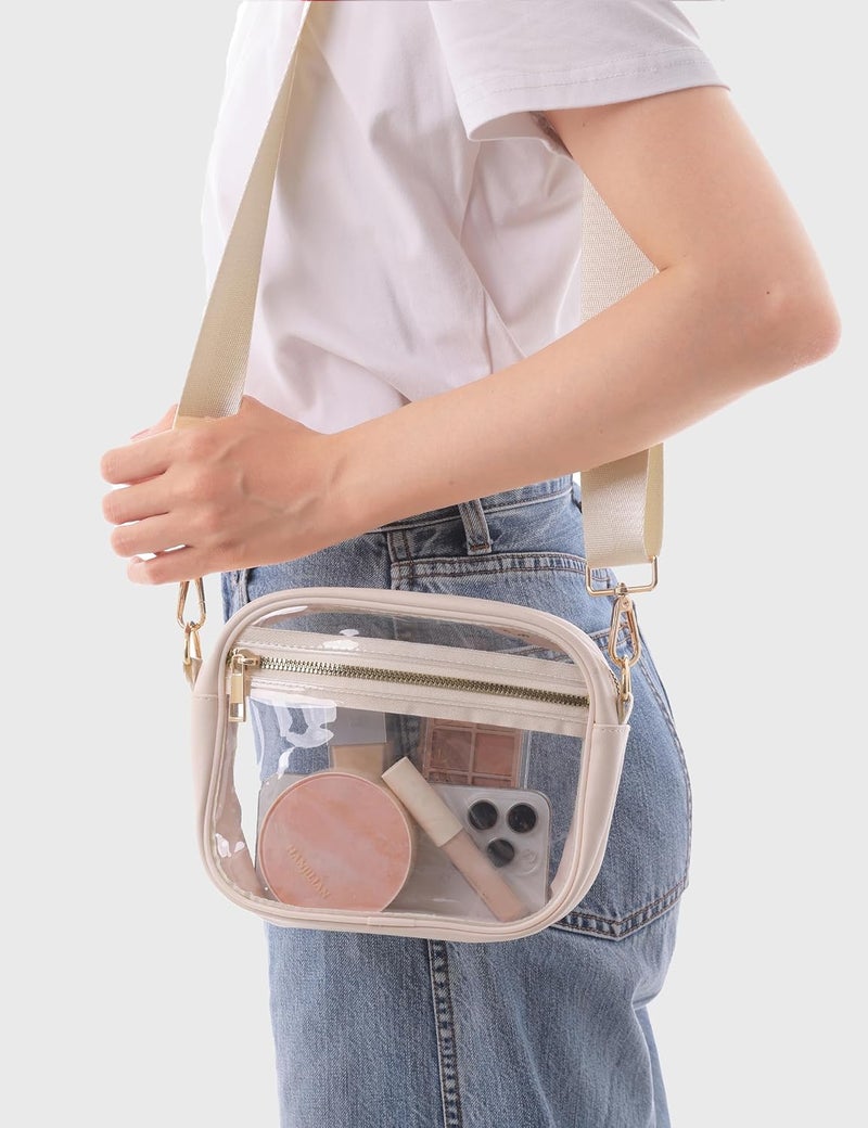 Fibrdoo Clear Bag Stadium Approved, Leather Clear Crossbody Purse Bag for Concerts Sports Events Festivals - Image 2